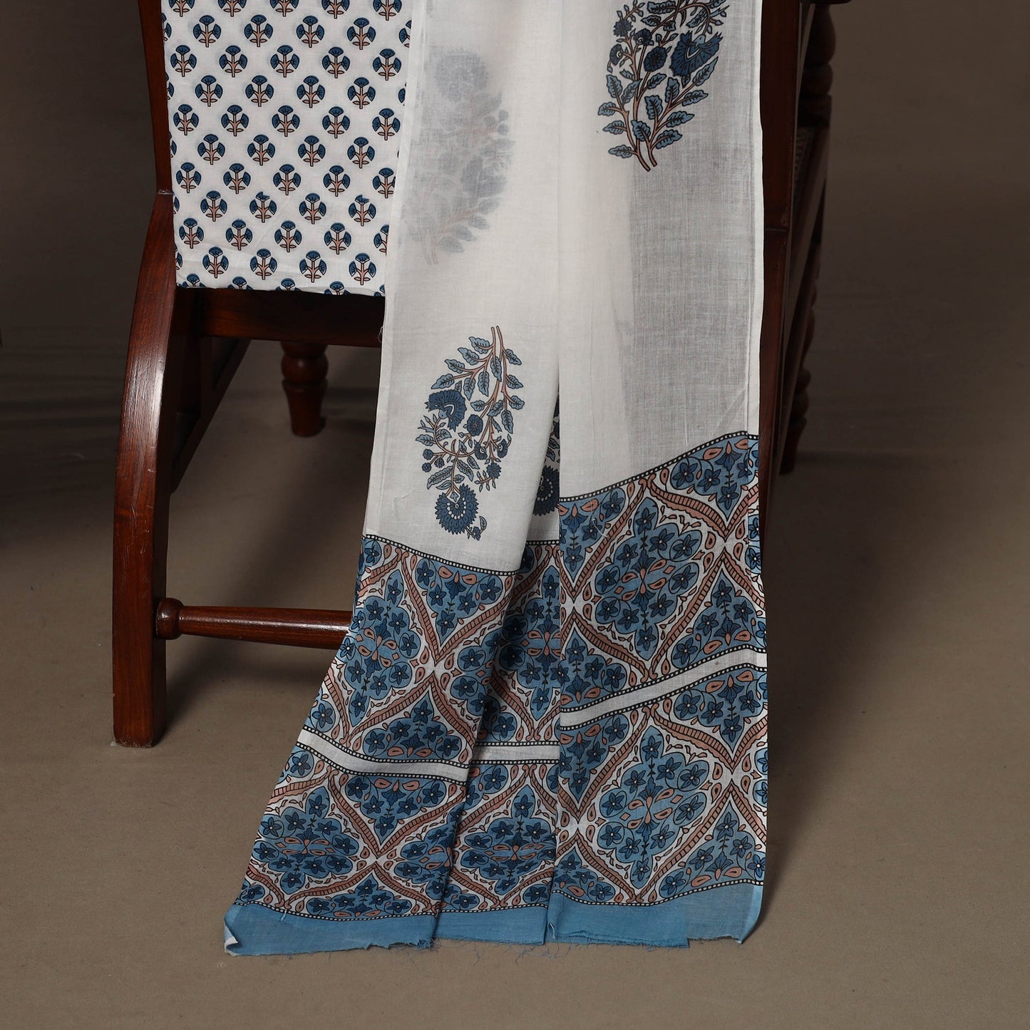 Hand sanganeri cotton 3pc unstitched dress material 21