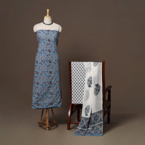 Hand sanganeri cotton 3pc unstitched dress material 21