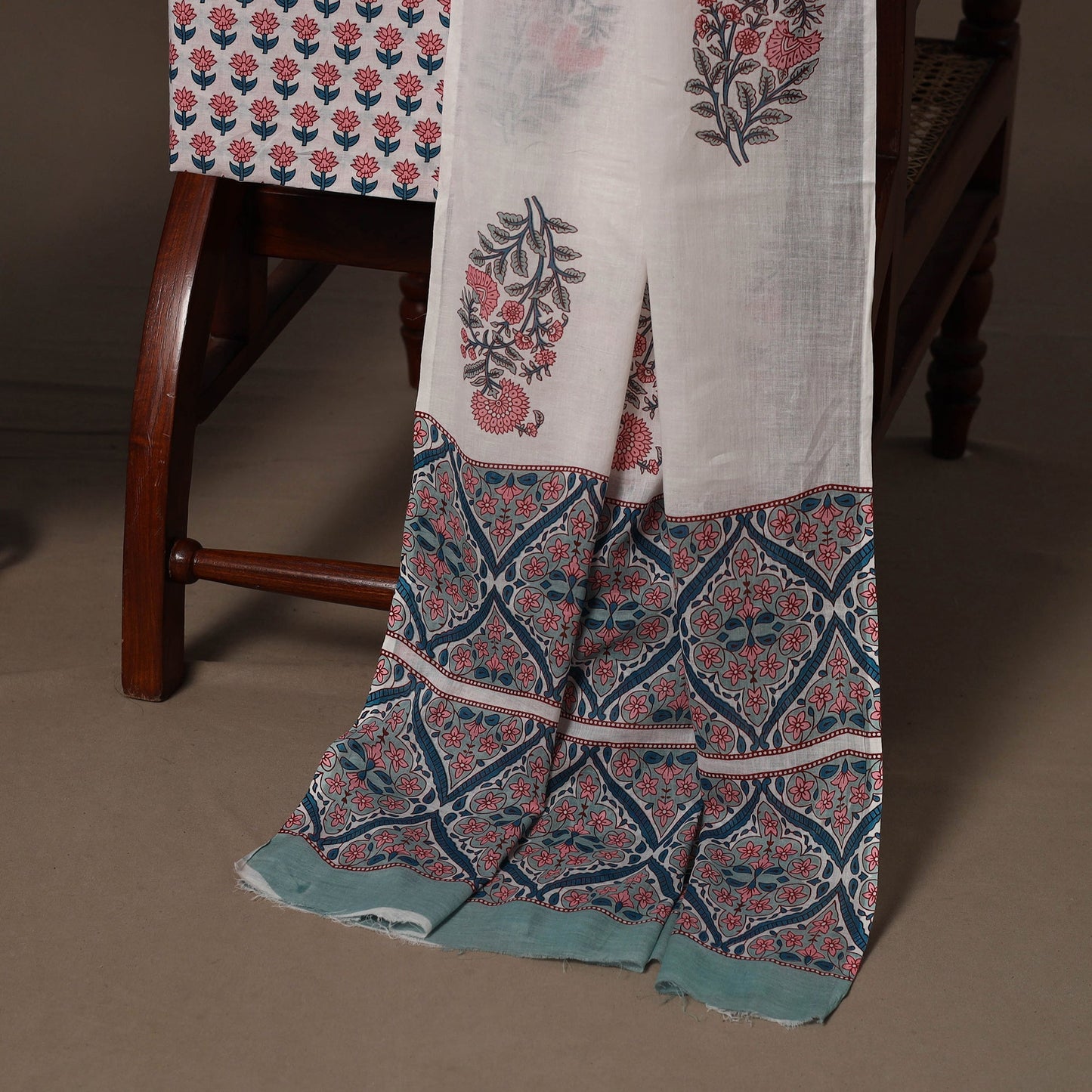 Hand sanganeri cotton 3pc unstitched dress material 27