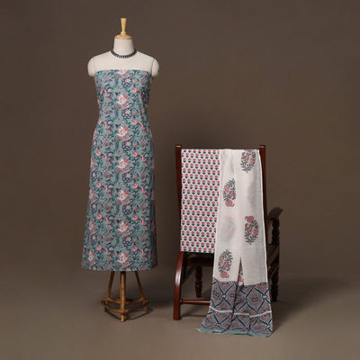 Hand sanganeri cotton 3pc unstitched dress material 27