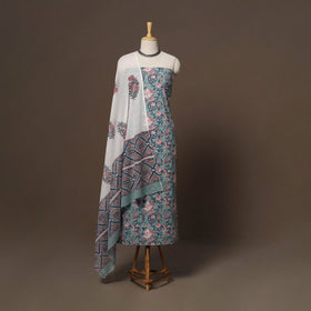 Hand sanganeri cotton 3pc unstitched dress material 27