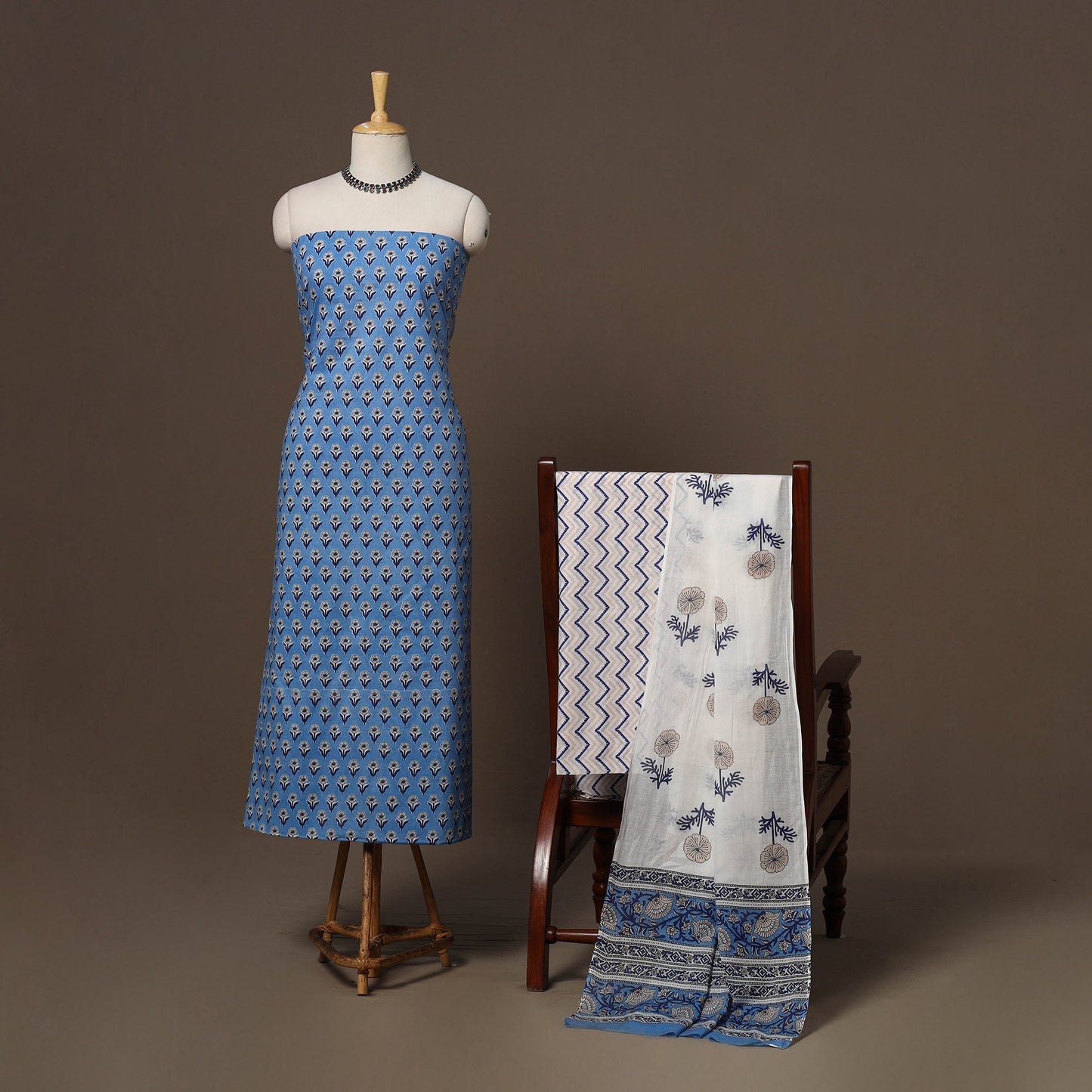 Hand sanganeri cotton 3pc unstitched dress material 32