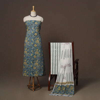 Hand sanganeri cotton 3pc unstitched dress material 33