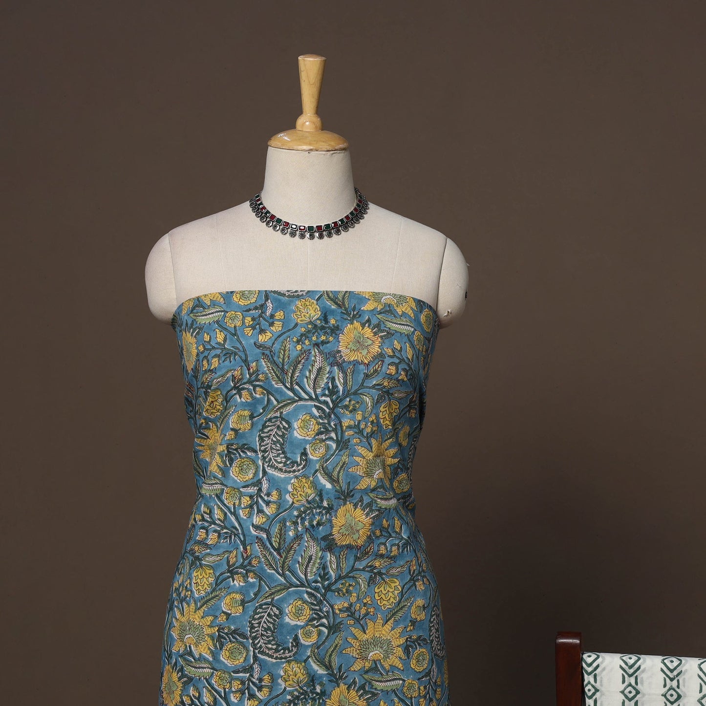 Hand sanganeri cotton 3pc unstitched dress material 33