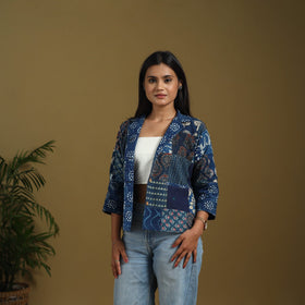 Blue - hand-stitched mosaic cotton women’s jacket 01