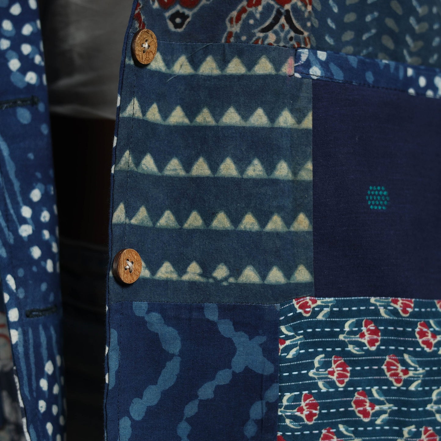 Blue - hand-stitched mosaic cotton women’s jacket 01