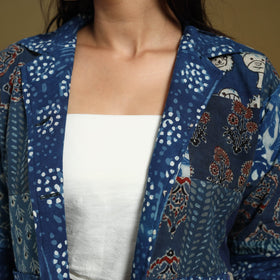 Blue - hand-stitched mosaic cotton women’s jacket 01