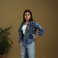 Blue - hand-stitched mosaic cotton women’s jacket 01