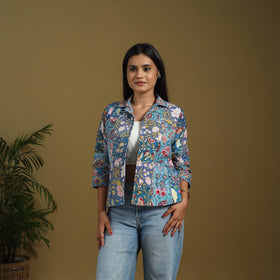 Blue - hand-stitched mosaic cotton women’s jacket 05