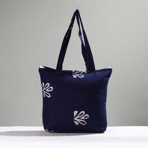 Blue Handcrafted Batik Printed Cotton Hand Bag 01