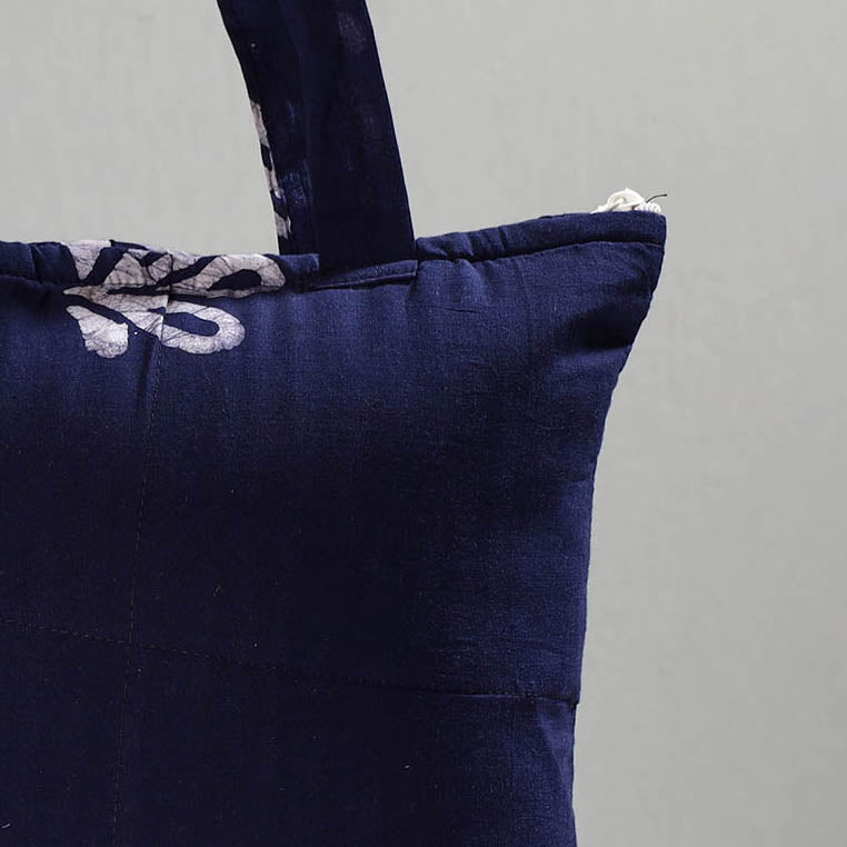Blue Handcrafted Batik Printed Cotton Hand Bag 01
