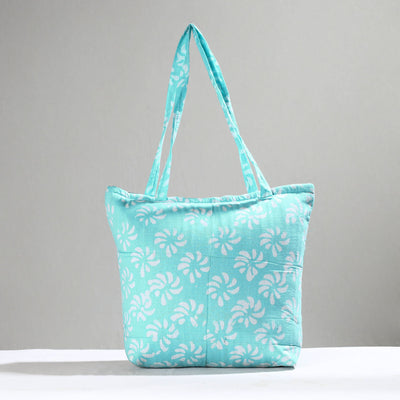 Blue Handcrafted Batik Printed Cotton Hand Bag 01