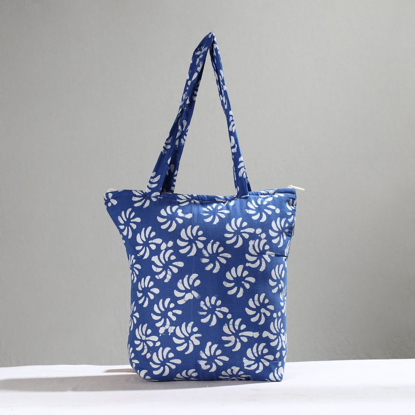 Blue Handcrafted Batik Printed Cotton Hand Bag 01