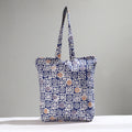 Blue Handcrafted Batik Printed Cotton Hand Bag 01