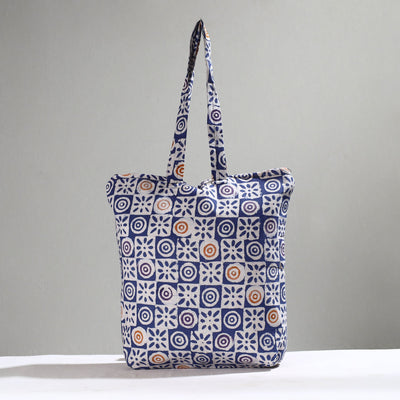 Blue Handcrafted Batik Printed Cotton Hand Bag 01