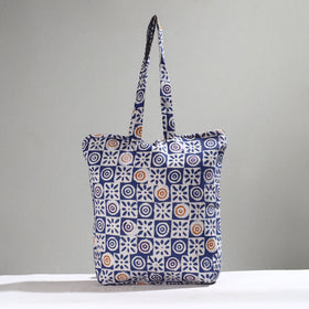 Blue Handcrafted Batik Printed Cotton Hand Bag 01