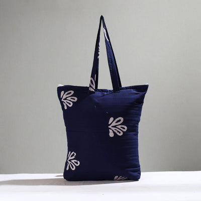 Blue Handcrafted Batik Printed Cotton Hand Bag 01