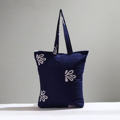 Blue Handcrafted Batik Printed Cotton Hand Bag 01