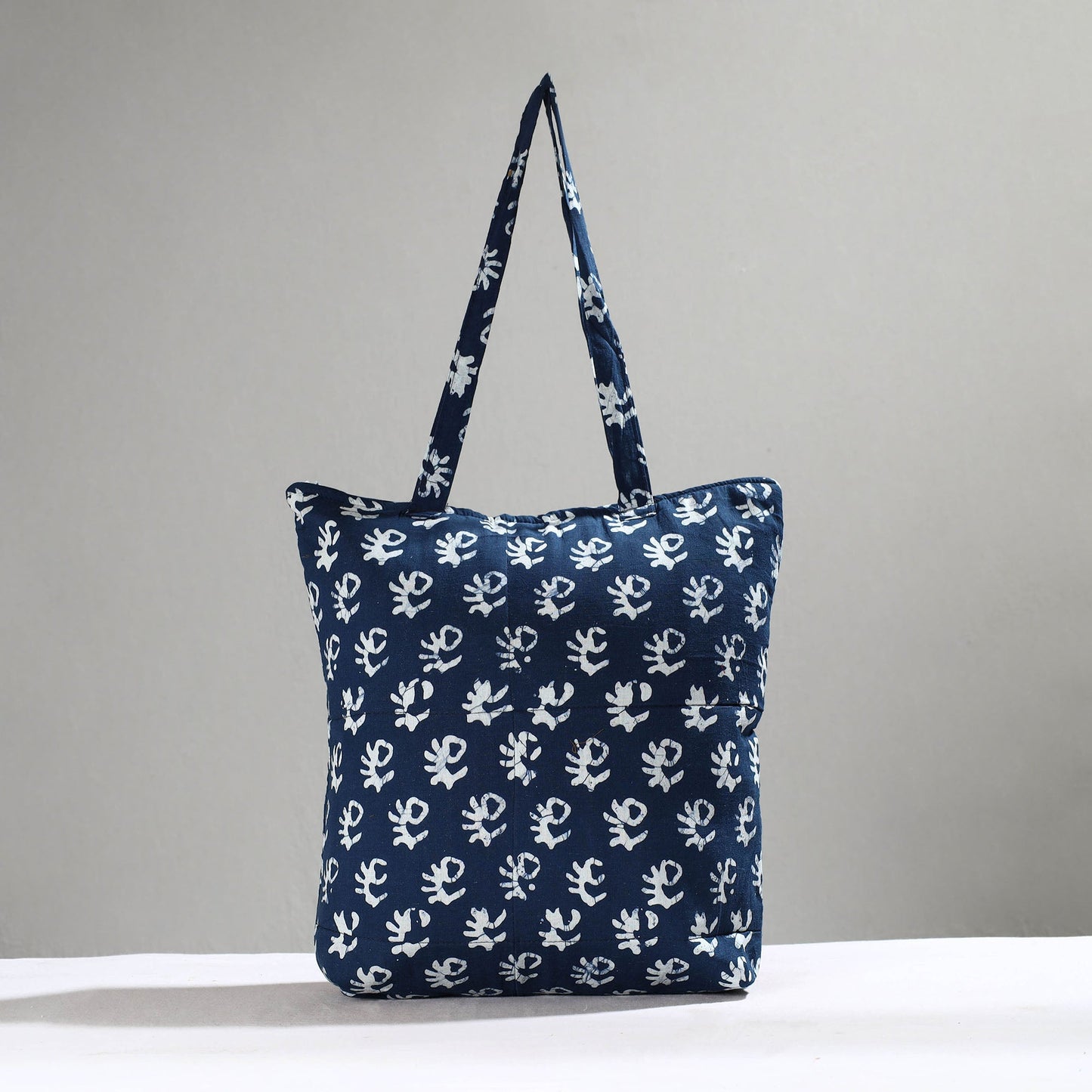Blue Handcrafted Batik Printed Cotton Hand Bag 01