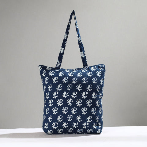 Blue Handcrafted Batik Printed Cotton Hand Bag 01