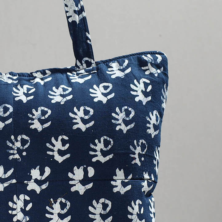 Blue Handcrafted Batik Printed Cotton Hand Bag 01
