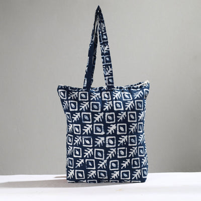 Blue Handcrafted Batik Printed Cotton Hand Bag 01