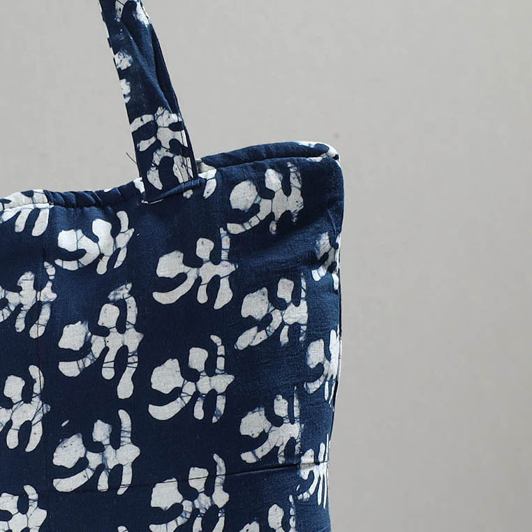 Blue Handcrafted Batik Printed Cotton Hand Bag 01