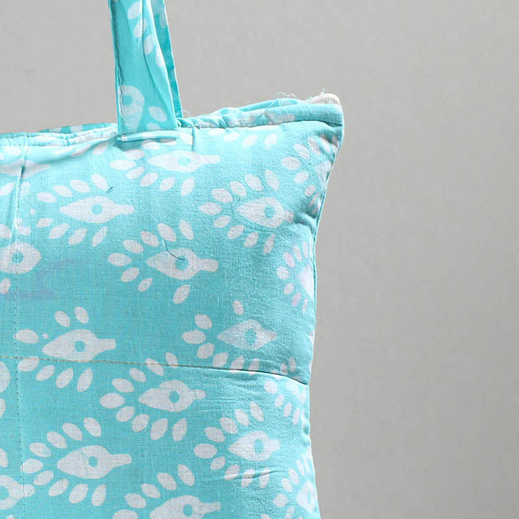 Blue Handcrafted Batik Printed Cotton Hand Bag 01