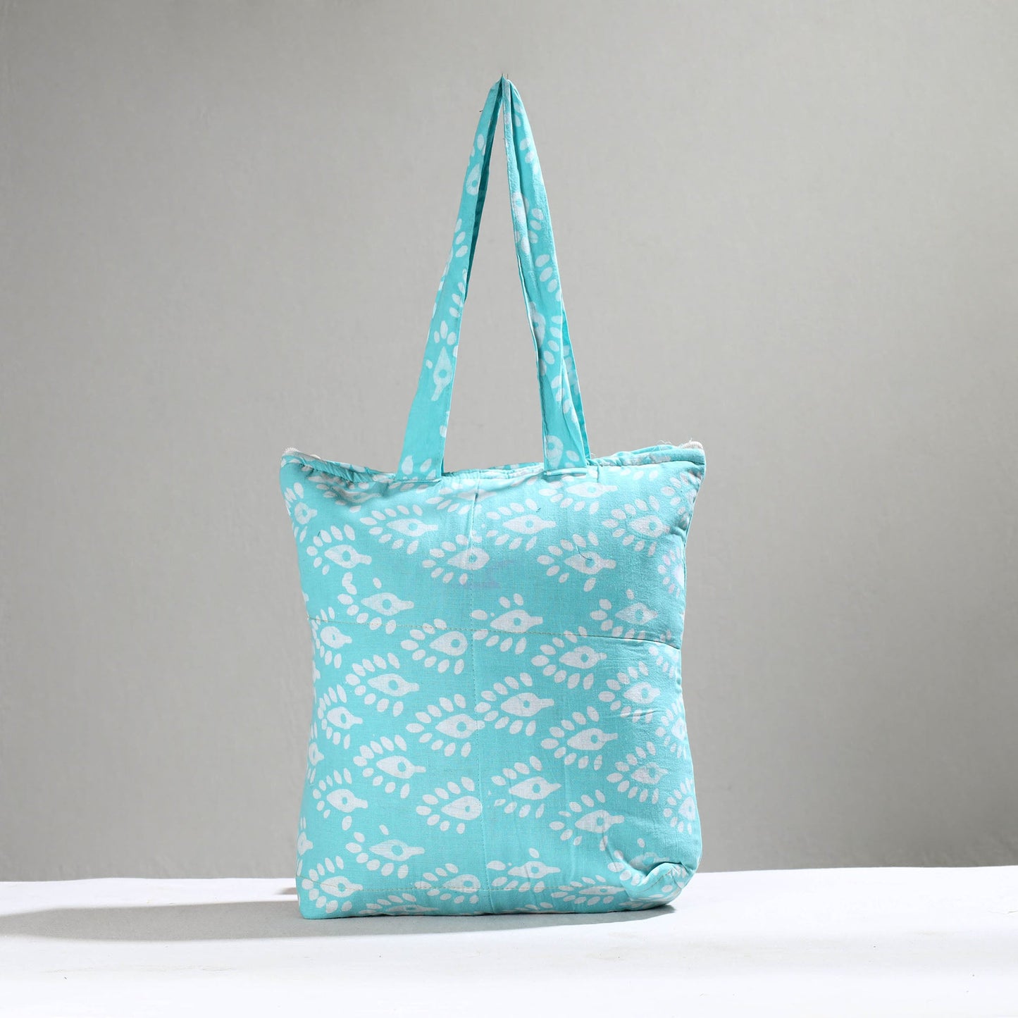 Blue Handcrafted Batik Printed Cotton Hand Bag 01