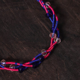 Blue - handcrafted bead & thread work patwa anklet 12