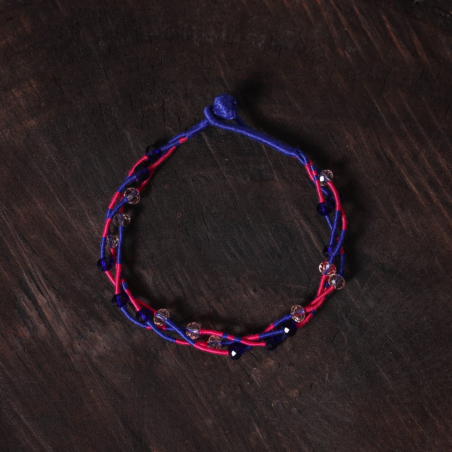 Blue - handcrafted bead & thread work patwa anklet 12