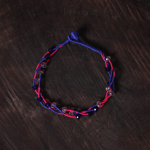 Blue - handcrafted bead & thread work patwa anklet 12