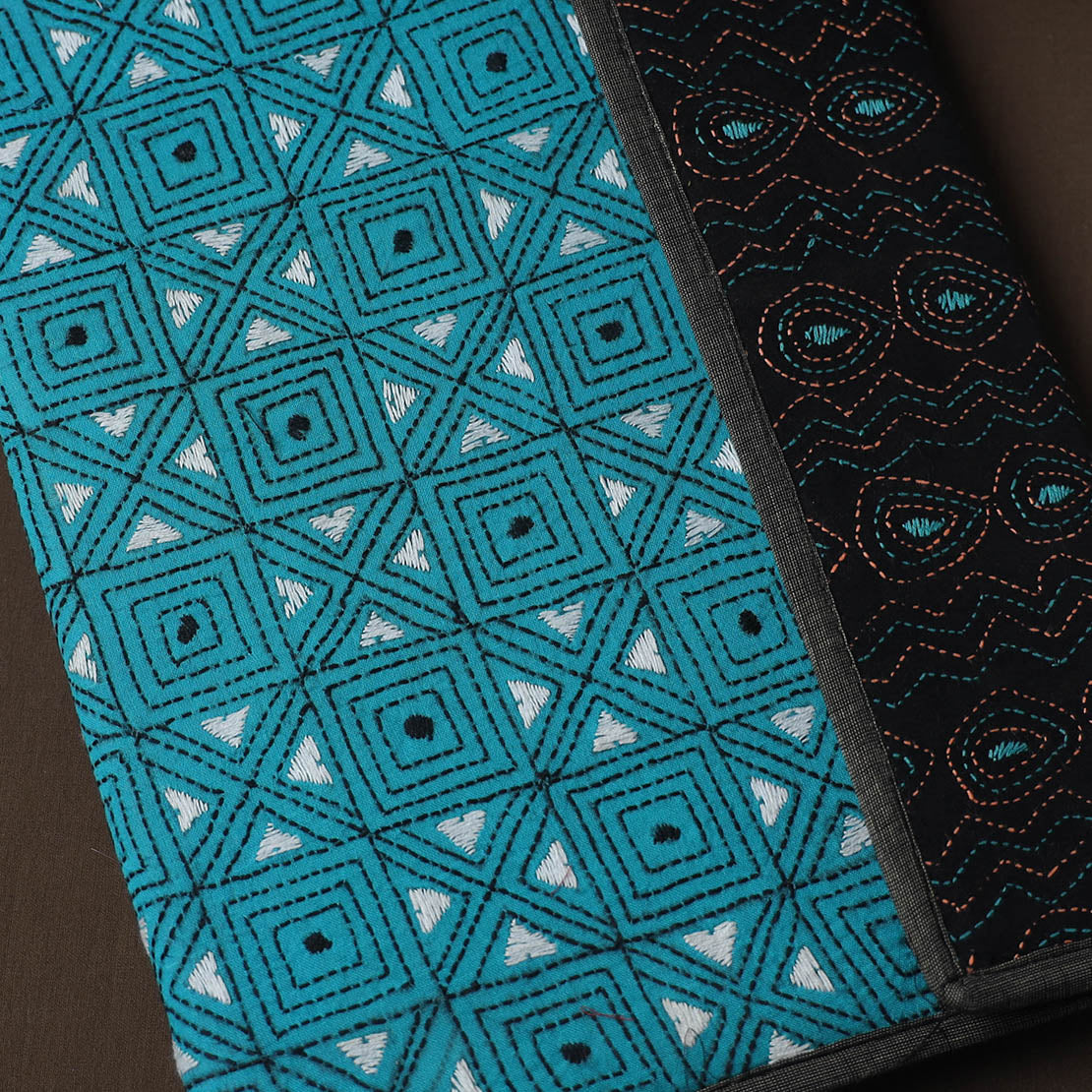 Blue Handcrafted Bengal Kantha Work File Folder