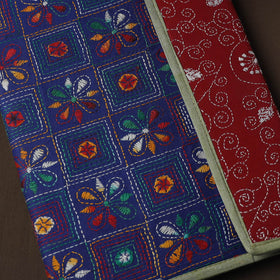 Blue Handcrafted Bengal Kantha Work File Folder