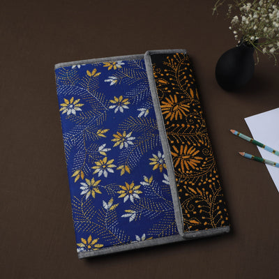 Blue Handcrafted Bengal Kantha Work File Folder