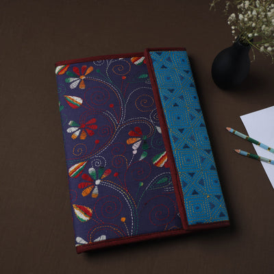 Blue Handcrafted Bengal Kantha Work File Folder