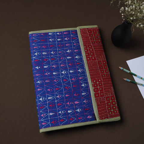 Blue Handcrafted Bengal Kantha Work File Folder