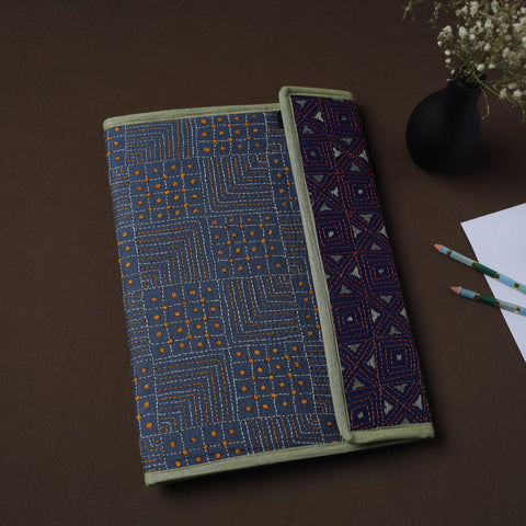 Blue Handcrafted Bengal Kantha Work File Folder