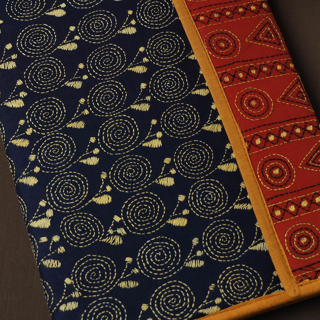 Blue Handcrafted Bengal Kantha Work File Folder