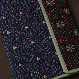 Blue Handcrafted Bengal Kantha Work File Folder