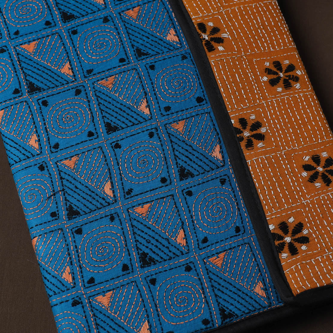 Blue Handcrafted Bengal Kantha Work File Folder