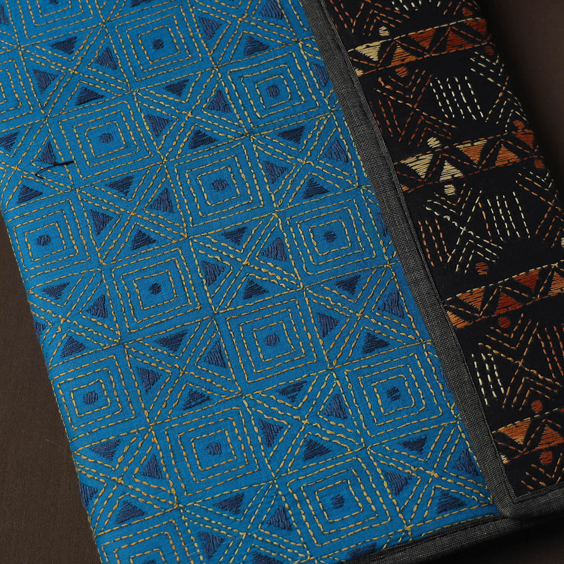 Blue Handcrafted Bengal Kantha Work File Folder