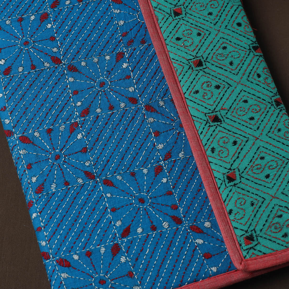 Blue Handcrafted Bengal Kantha Work File Folder