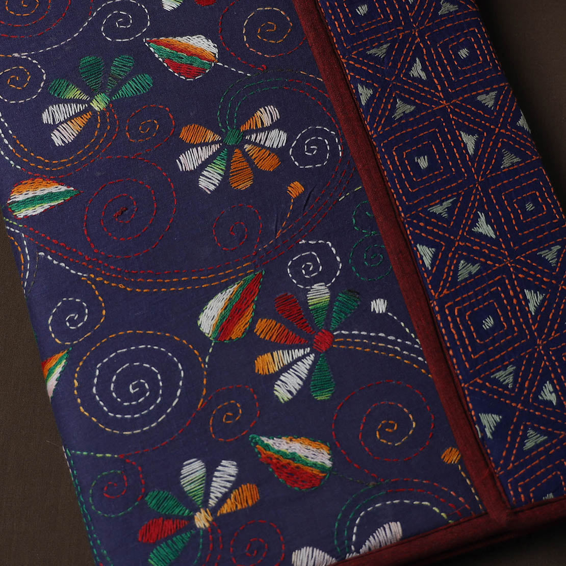 Blue Handcrafted Bengal Kantha Work File Folder