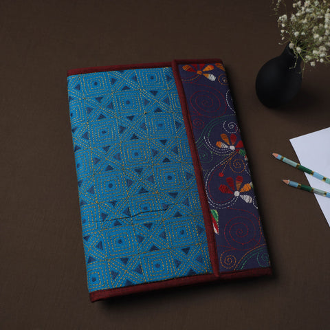 Blue Handcrafted Bengal Kantha Work File Folder