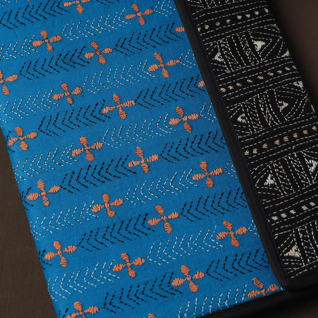 Blue Handcrafted Bengal Kantha Work File Folder