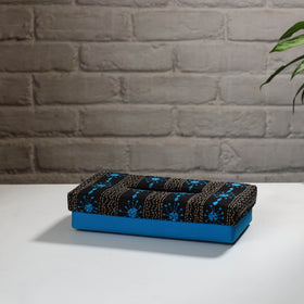  Blue Handcrafted Bengal Kantha Work Tissue Box 