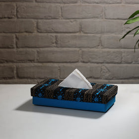  Blue Handcrafted Bengal Kantha Work Tissue Box 