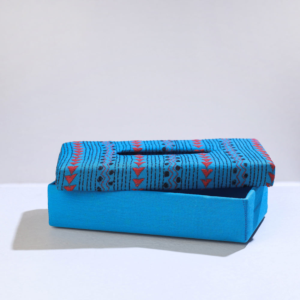  Blue Bengal Kantha Work Handcrafted Tissue Box 