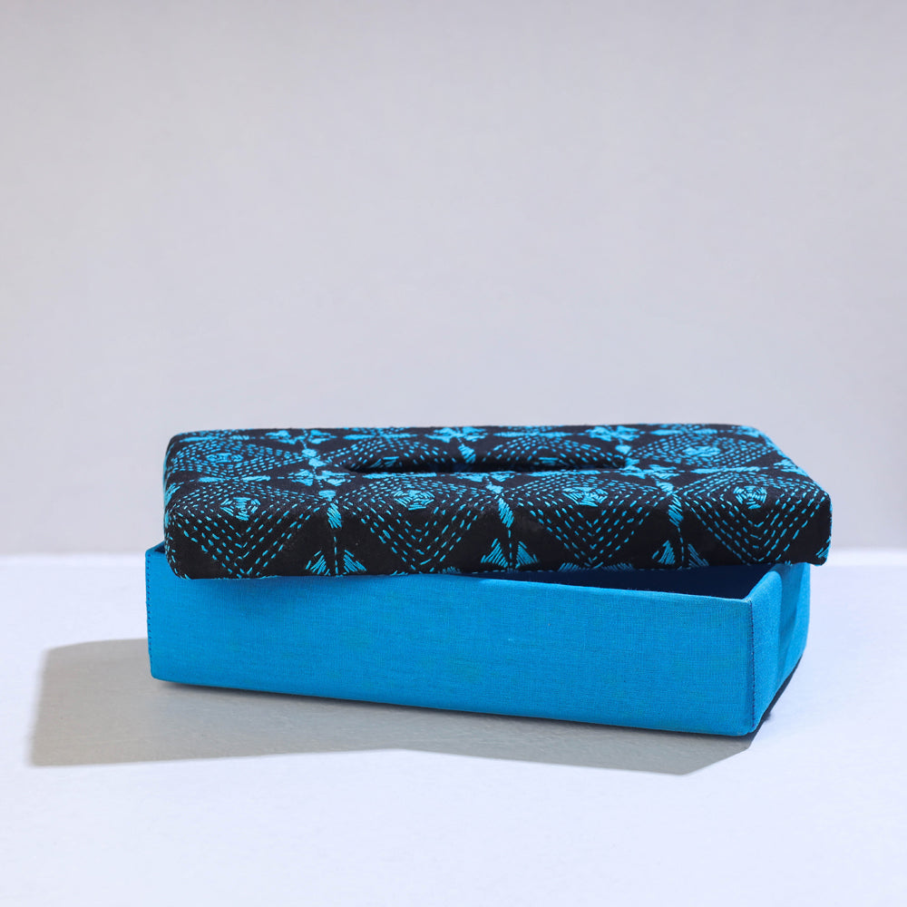  Blue Bengal Kantha Work Handcrafted Tissue Box 